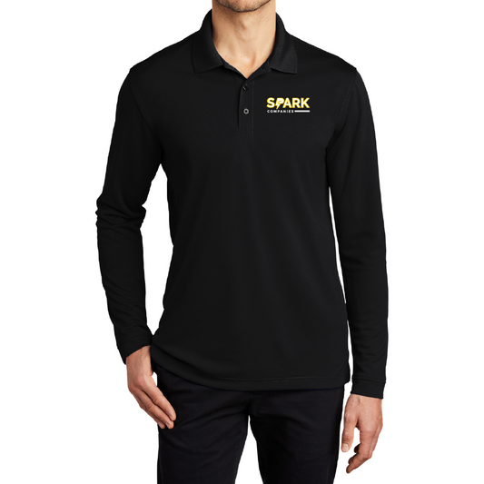 Spark Companies Essential Long Sleeve Micro-Mesh Polo