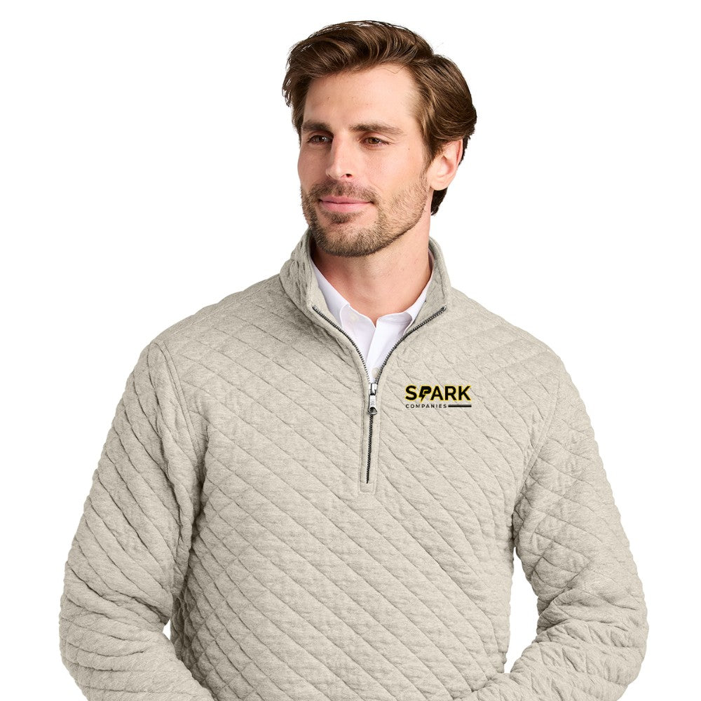Spark Companies Brooks Brothers Diamond Quilt 1/4-Zip - Oatmeal Heather