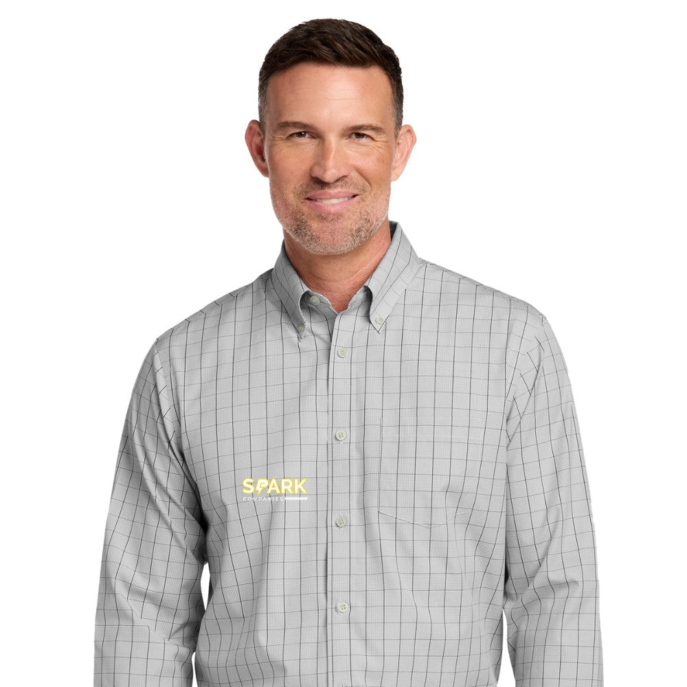 Spark Companies Brooks Brothers Wrinkle-Free Stretch Patterned Shirt - Shadow Grey