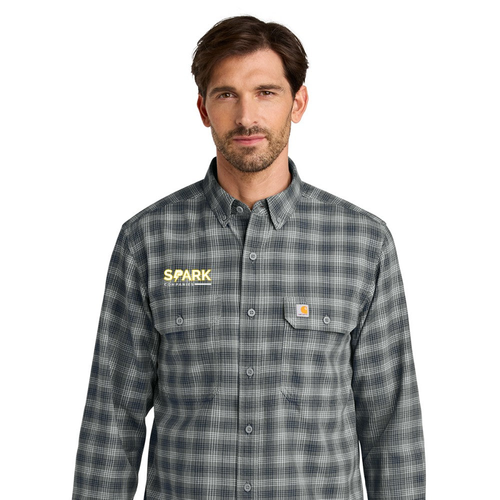 Spark Companies Carhartt Rugged Flex Plaid Long Sleeve Shirt - Plaid Steel Navy