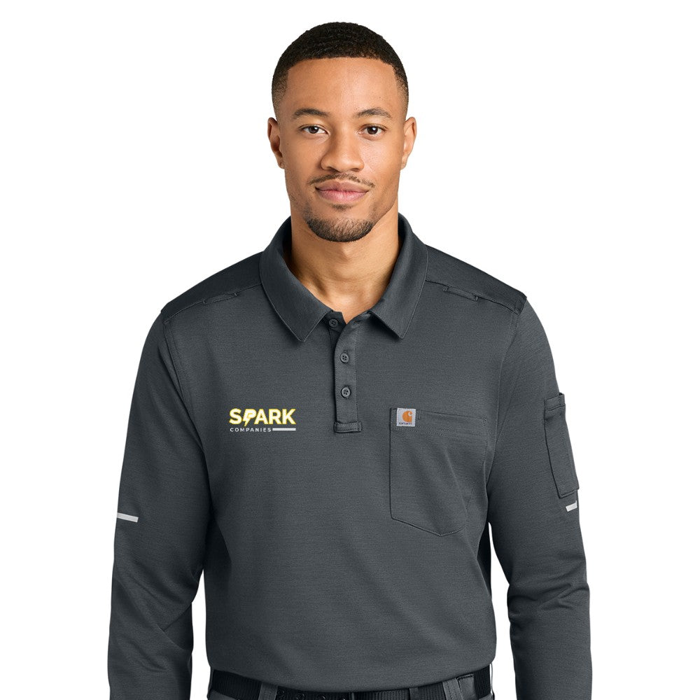 Spark Companies Carhartt FLD & RSCU Long Sleeve Polo - Pewter