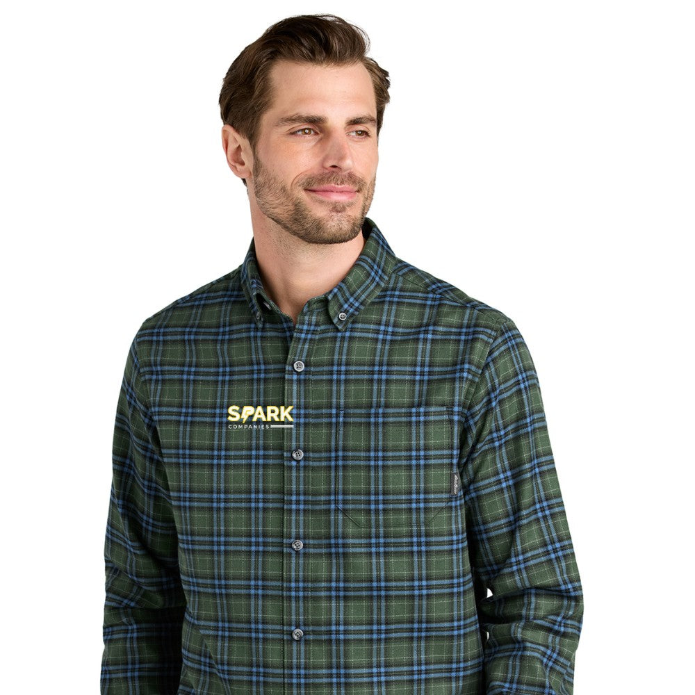 Spark Companies Eddie Bauer Long Sleeve Favorite Flannel Plaid Shirt - Soft Olive Plaid