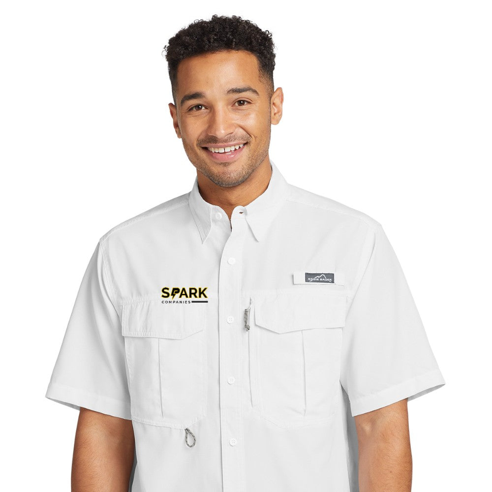 Spark Companies Eddie Bauer Short Sleeve Performance Fishing Shirt - White