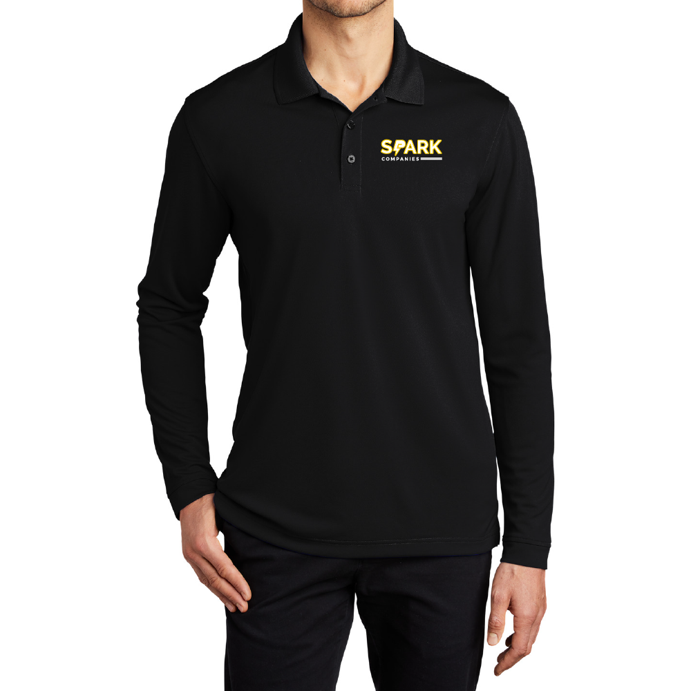 Spark Companies Essential Long Sleeve Micro-Mesh Polo