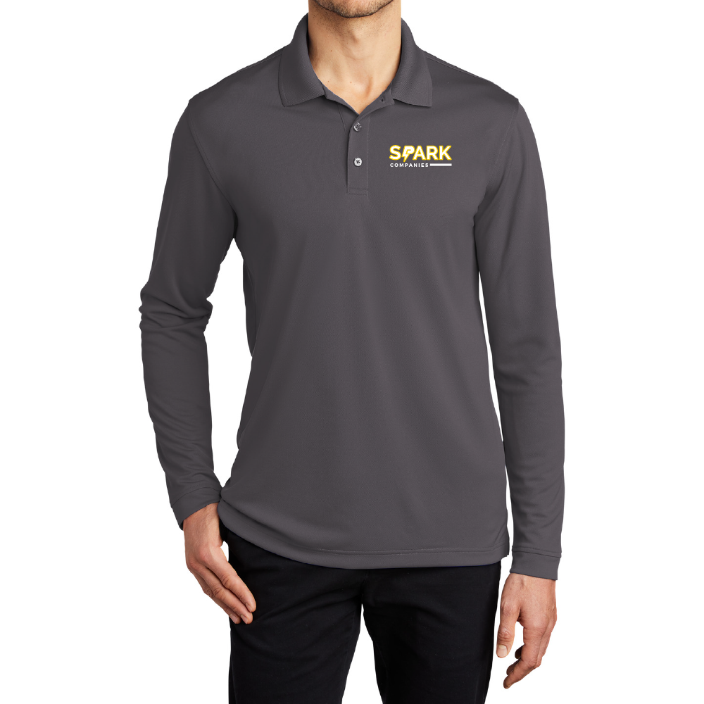 Spark Companies Essential Long Sleeve Micro-Mesh Polo
