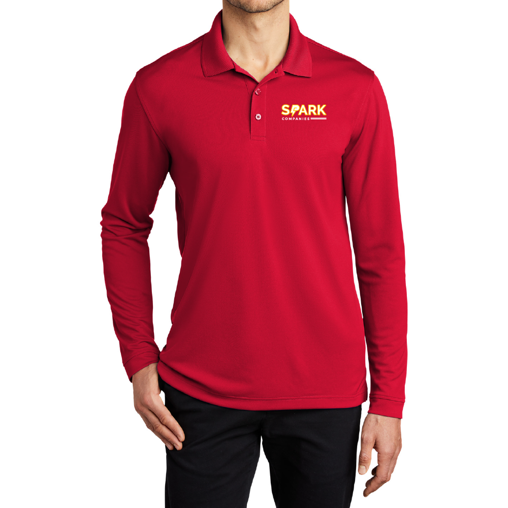 Spark Companies Essential Long Sleeve Micro-Mesh Polo