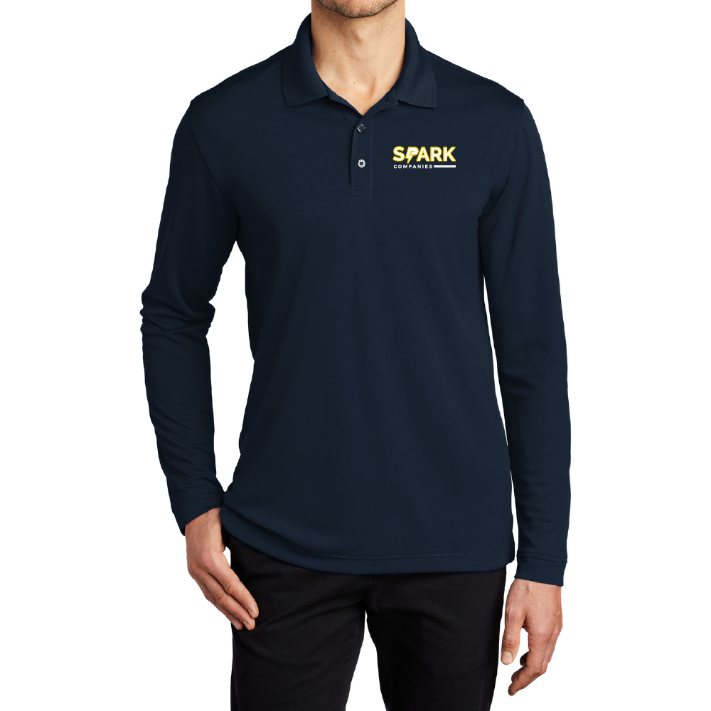 Spark Companies Essential Long Sleeve Micro-Mesh Polo