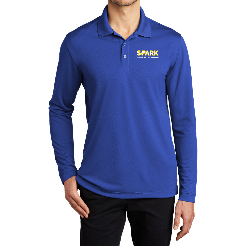 Spark Companies Essential Long Sleeve Micro-Mesh Polo
