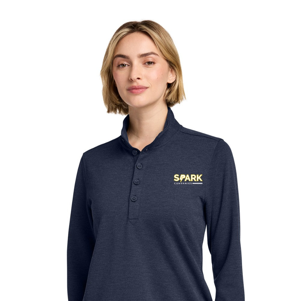 Spark Companies Brooks Brothers Women's Mid-Layer Stretch 1/2-Button - Navy Blazer Heather