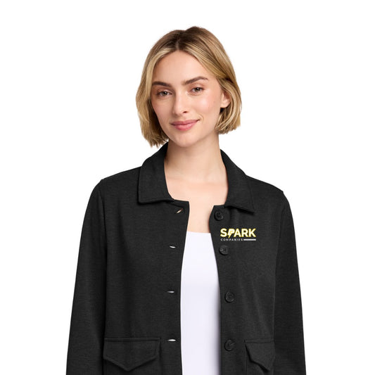 Spark Companies Brooks Brothers Women's Mid-Layer Stretch Button Jacket - Black Heather