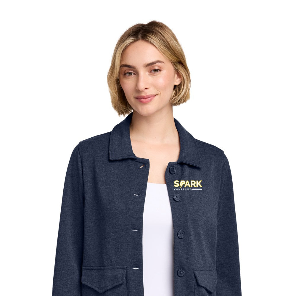 Spark Companies Brooks Brothers Women's Mid-Layer Stretch Button Jacket - Navy Blazer Heather