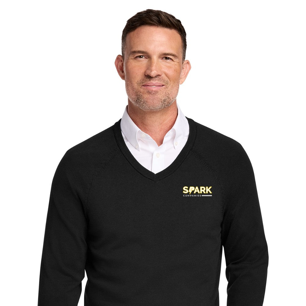 Spark Companies Brooks Brothers Cotton Stretch V-Neck Sweater - Deep Black