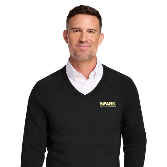 Spark Companies Brooks Brothers Cotton Stretch V-Neck Sweater - Deep Black