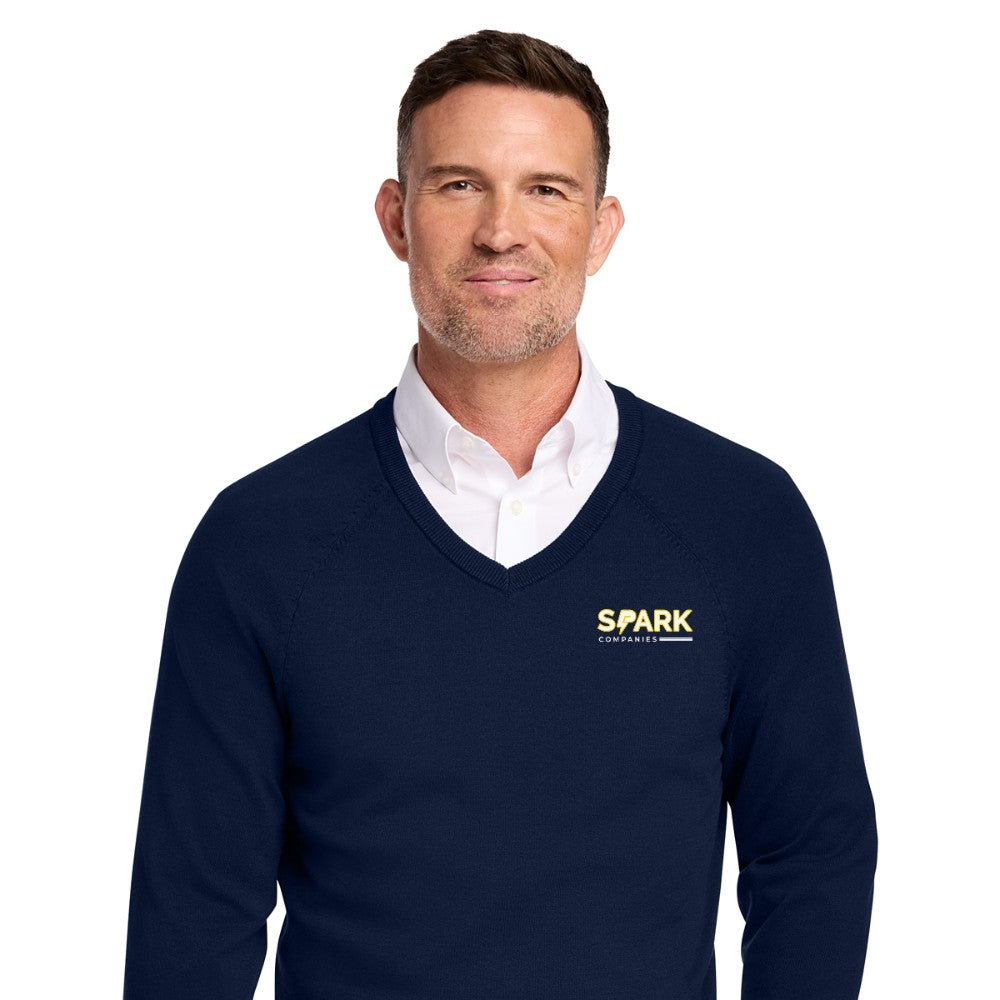 Spark Companies Brooks Brothers Cotton Stretch V-Neck Sweater - Navy Blazer
