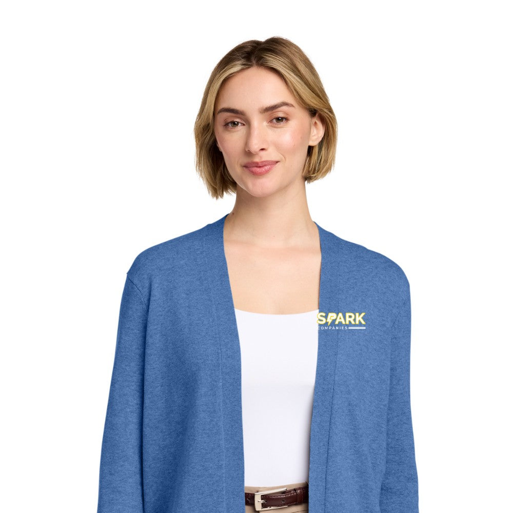 Spark Companies Brooks Brothers Women's Cotton Stretch Long Cardigan Sweater - Charter Blue Heather