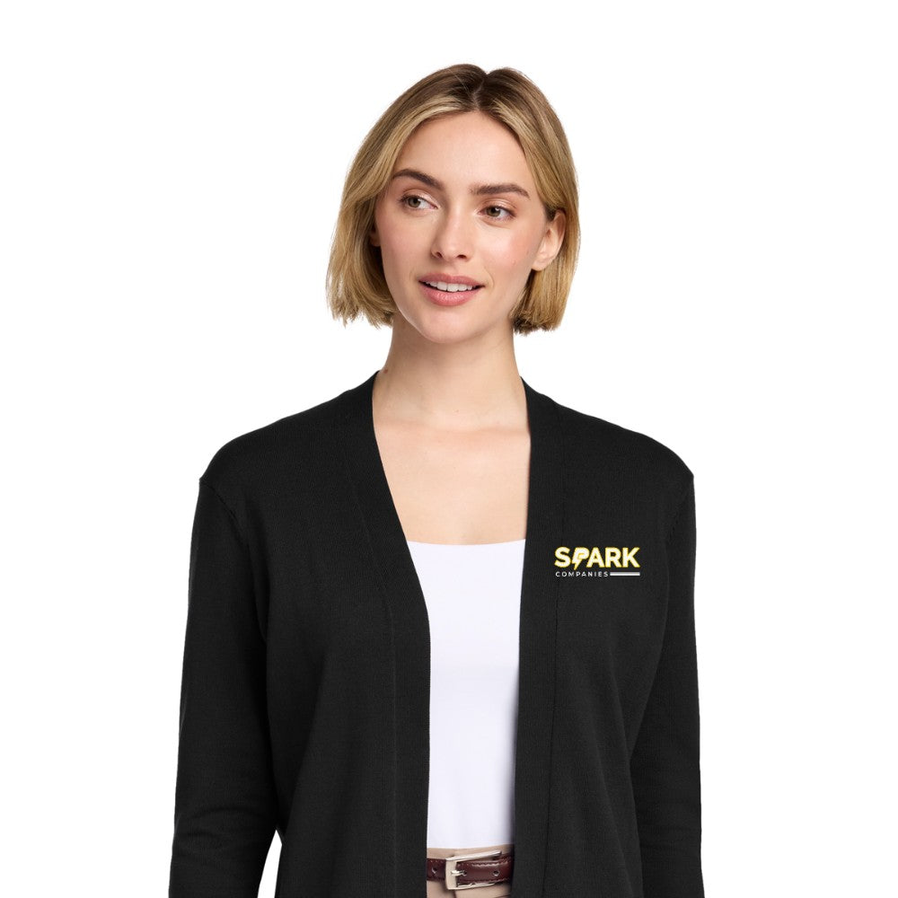 Spark Companies Brooks Brothers Women's Cotton Stretch Long Cardigan Sweater - Deep Black