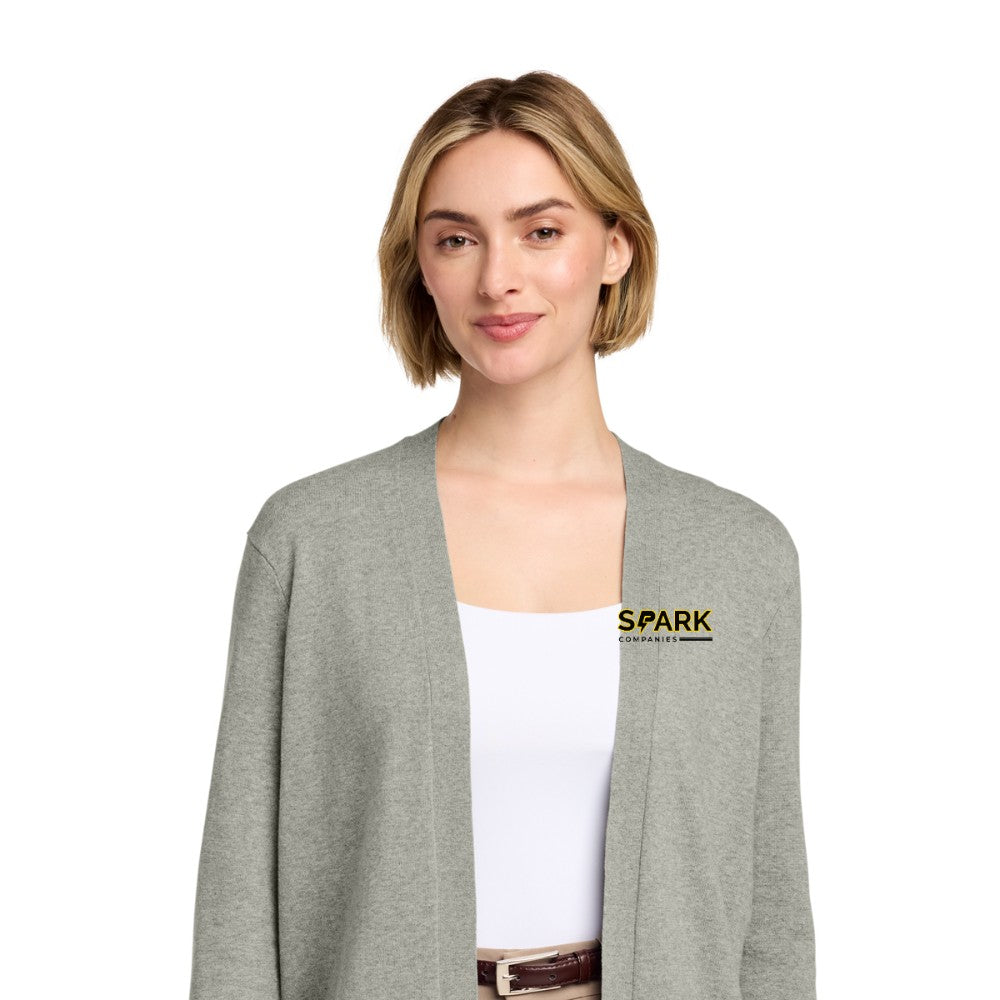 Spark Companies Brooks Brothers Women's Cotton Stretch Long Cardigan Sweater - Light Shadow Grey Heather