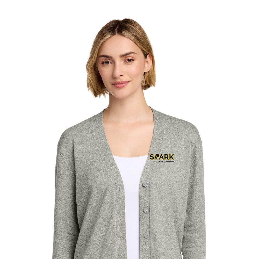 Spark Companies Brooks Brothers Women's Cotton Stretch Cardigan Sweater - Light Shadow Grey Heather