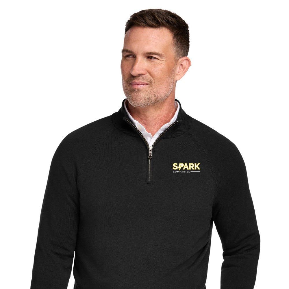 Spark Companies Brooks Brothers Cotton Stretch 1/4-Zip Sweater - Deep Black