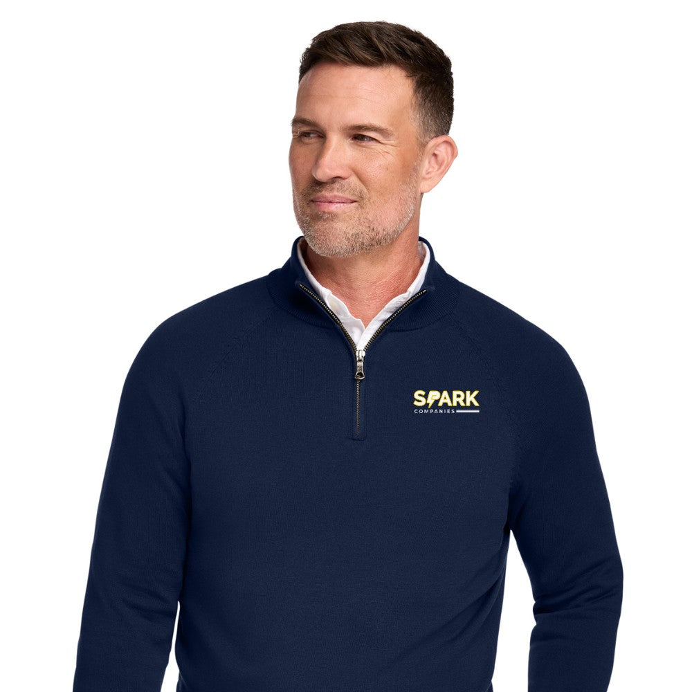 Spark Companies Brooks Brothers Cotton Stretch 1/4-Zip Sweater - Navy Blazer