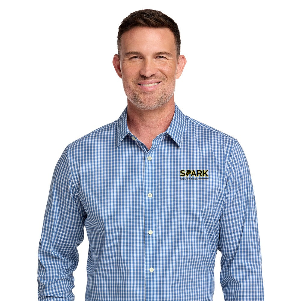 Spark Companies Brooks Brothers Tech Stretch Patterned Shirt - Charter Blue Check