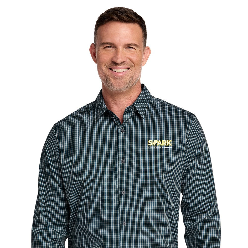 Spark Companies Brooks Brothers Tech Stretch Patterned Shirt - Dark Pine Multi Check