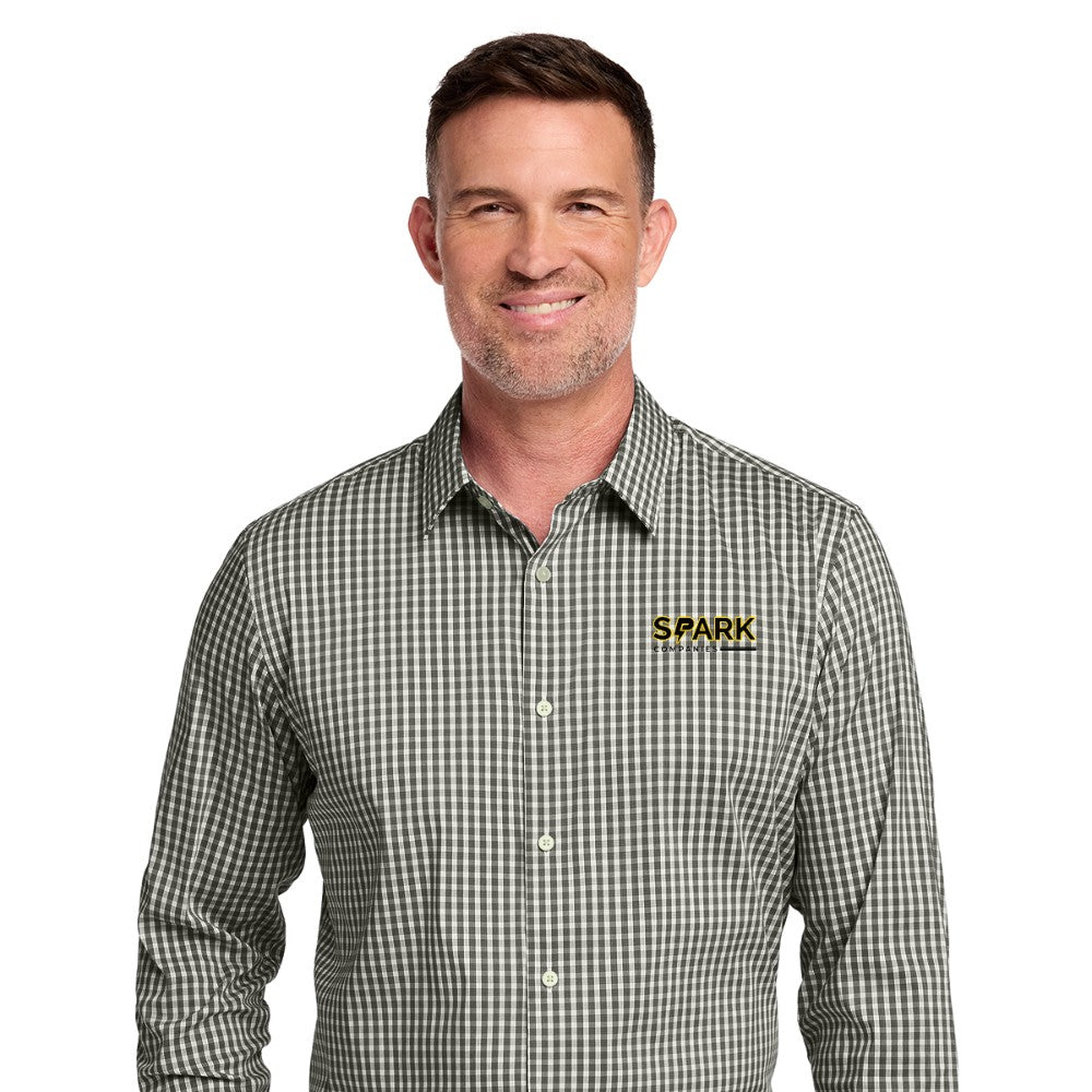 Spark Companies Brooks Brothers Tech Stretch Patterned Shirt - Deep Black Check