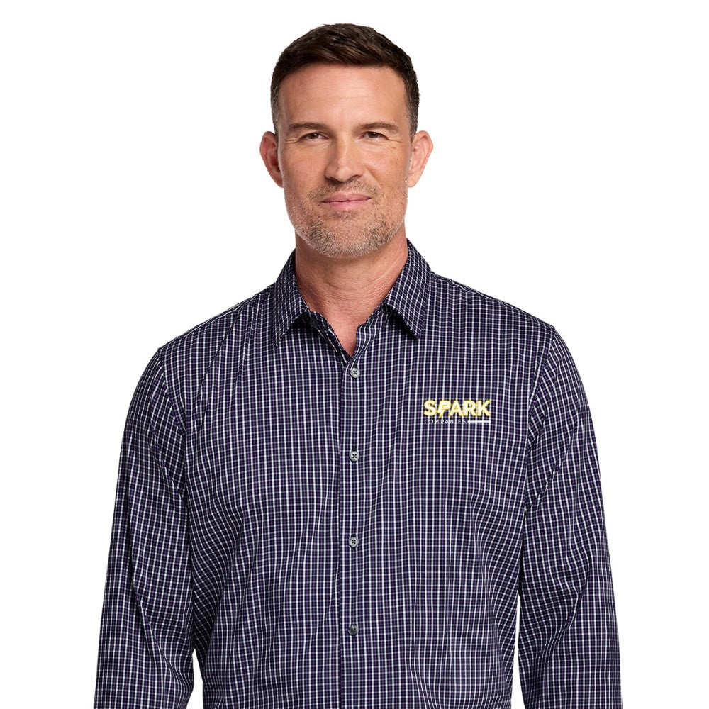 Spark Companies Brooks Brothers Tech Stretch Patterned Shirt - Navy Blazer Multi Check