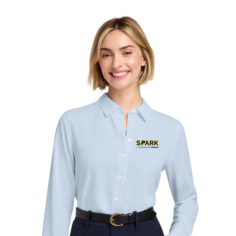 Spark Companies Brooks Brothers Women's Full-Button Satin Blouse - Heritage Blue