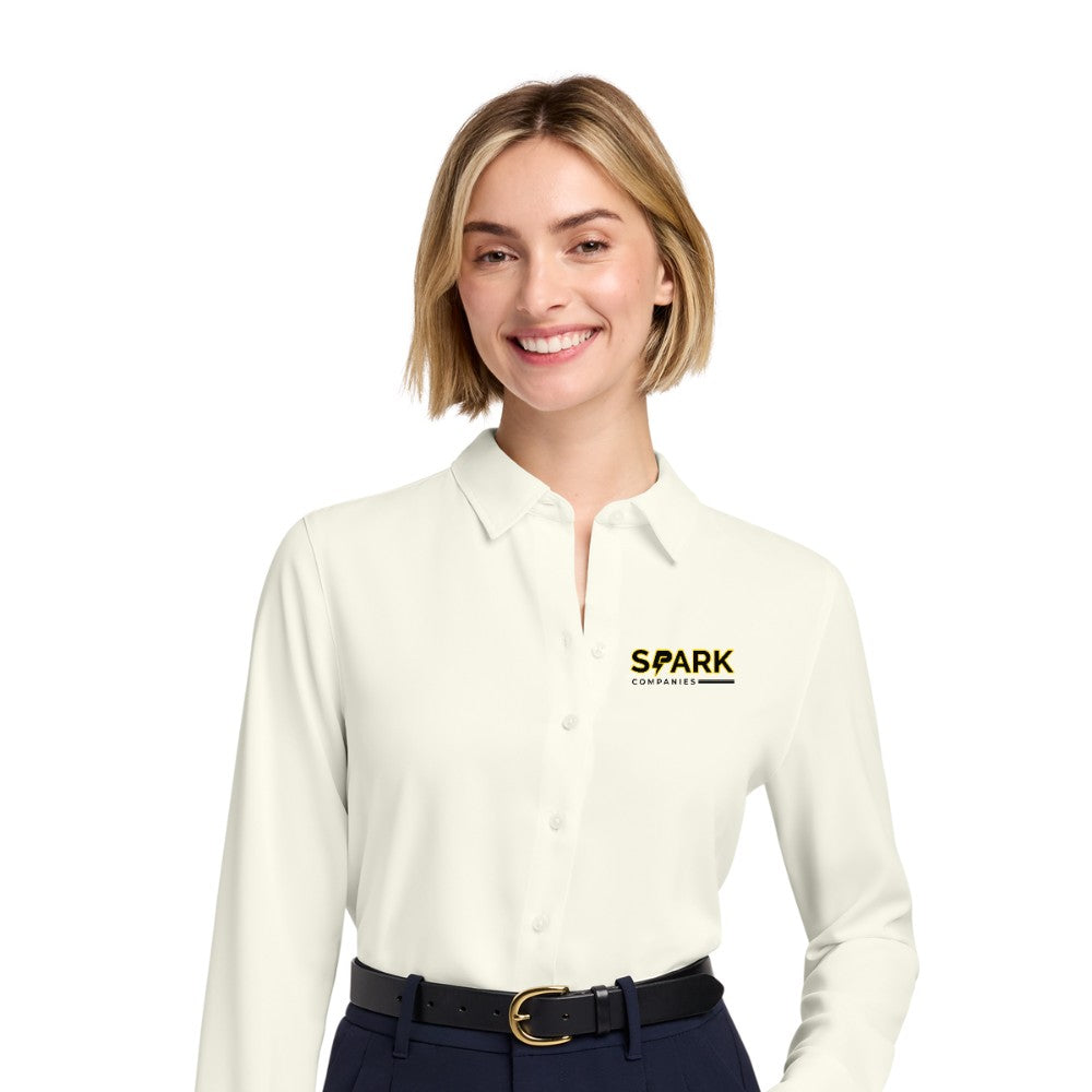 Spark Companies Brooks Brothers Women's Full-Button Satin Blouse - Off White