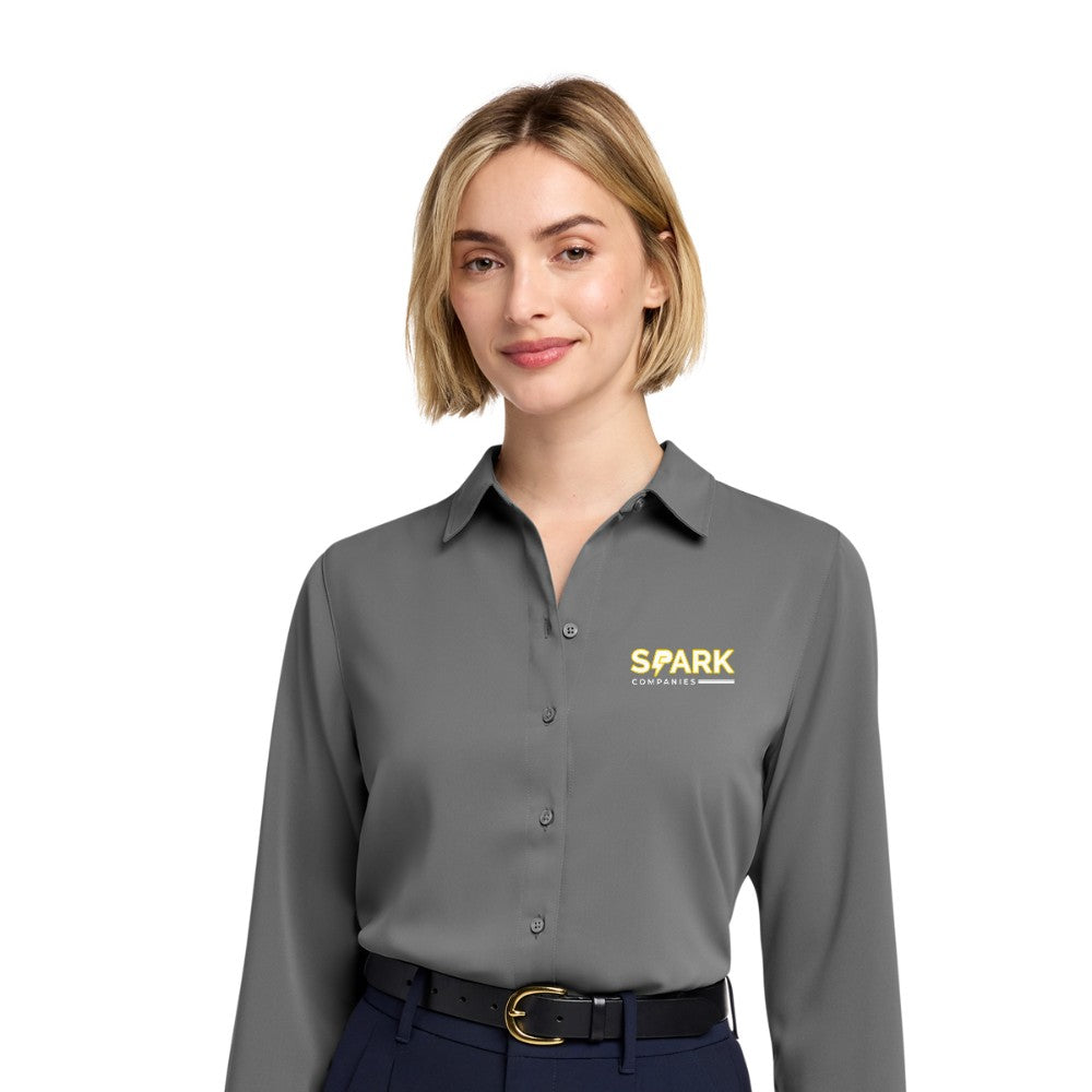 Spark Companies Brooks Brothers Women's Full-Button Satin Blouse - Shadow Grey