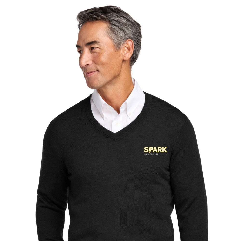 Spark Companies Brooks Brothers Washable Merino V-Neck Sweater - Deep Black