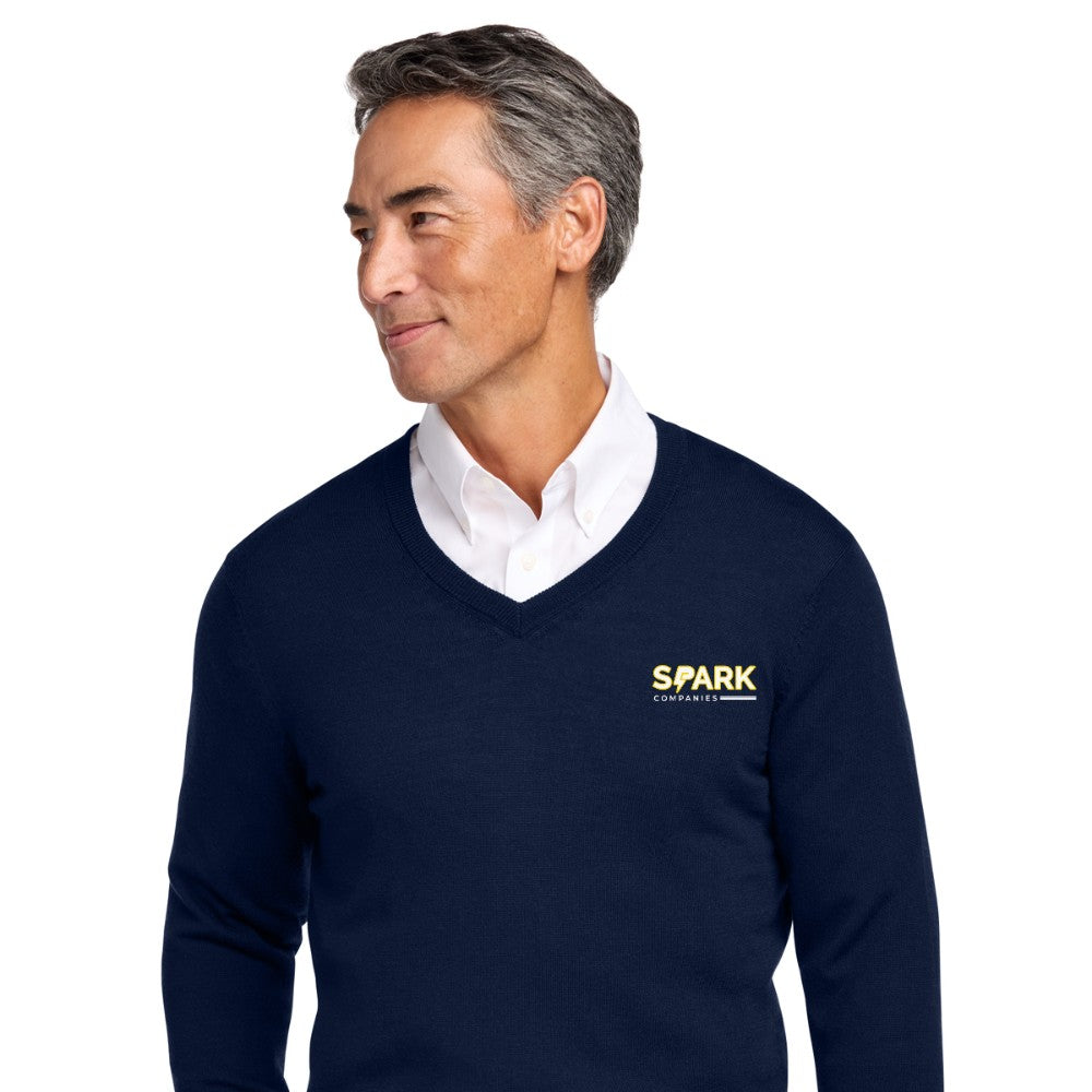Spark Companies Brooks Brothers Washable Merino V-Neck Sweater - Navy Blazer