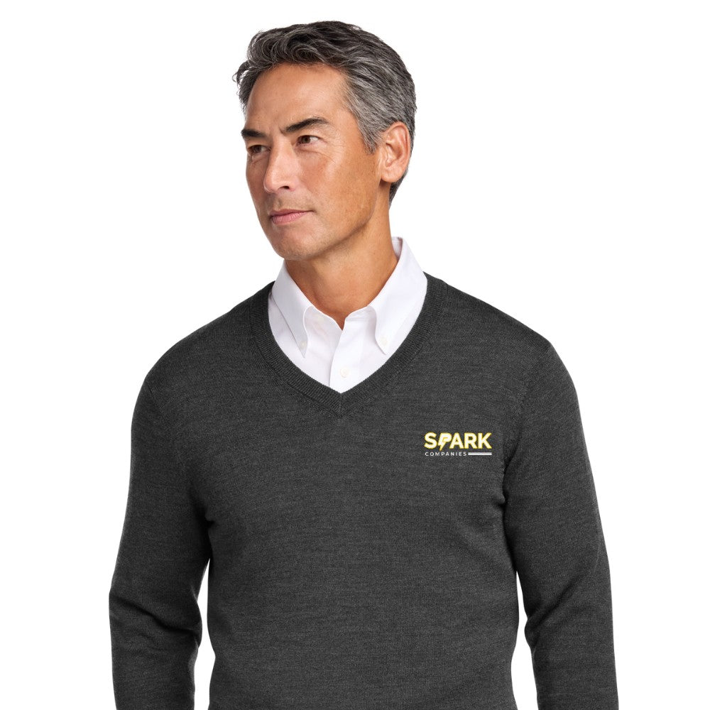 Spark Companies Brooks Brothers Washable Merino V-Neck Sweater - Windsor Grey Heather