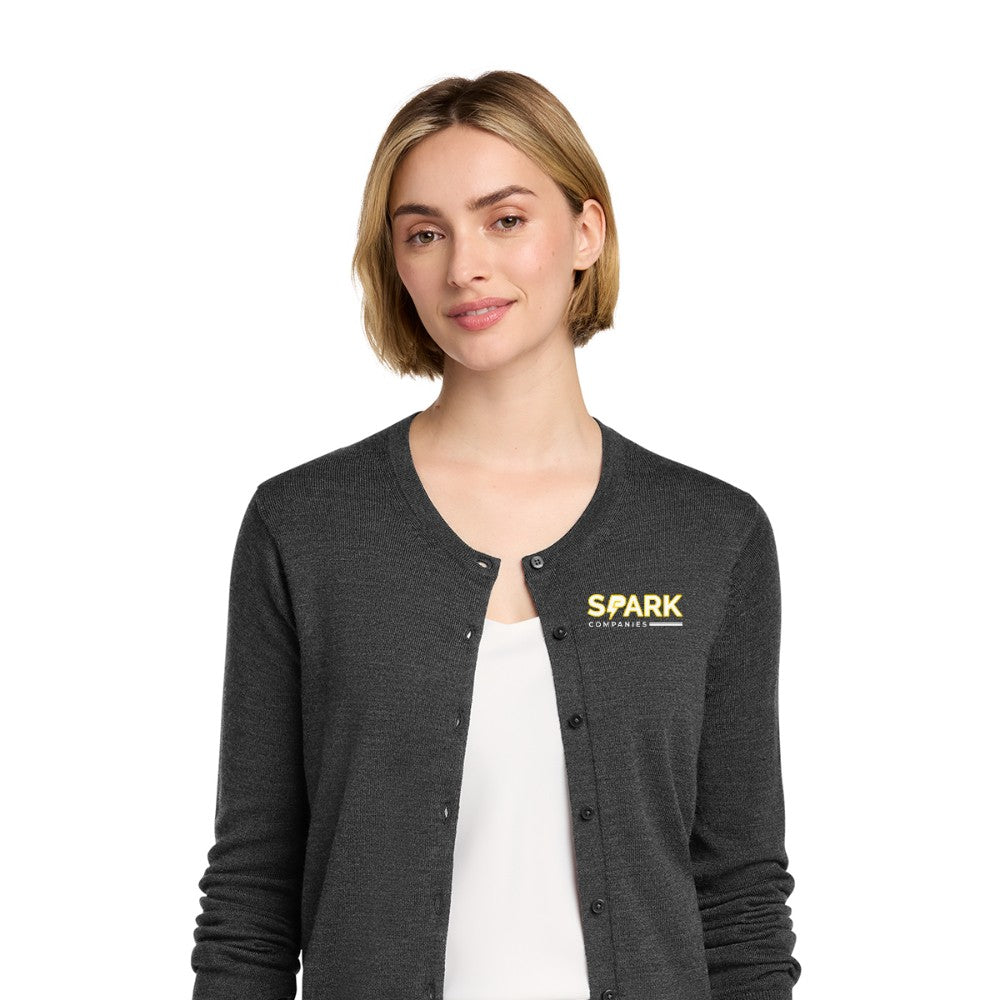 Spark Companies Brooks Brothers Women's Washable Merino Cardigan Sweater - Windsor Grey Heather