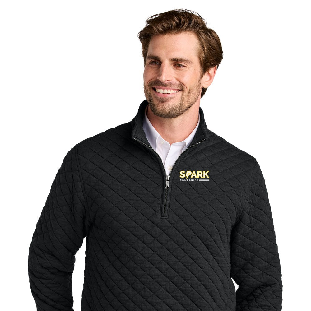 Spark Companies Brooks Brothers Diamond Quilt 1/4-Zip - Deep Black