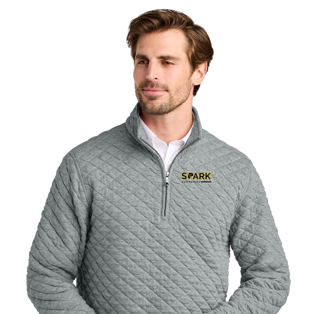 Spark Companies Brooks Brothers Diamond Quilt 1/4-Zip - Light Shadow Grey Heather