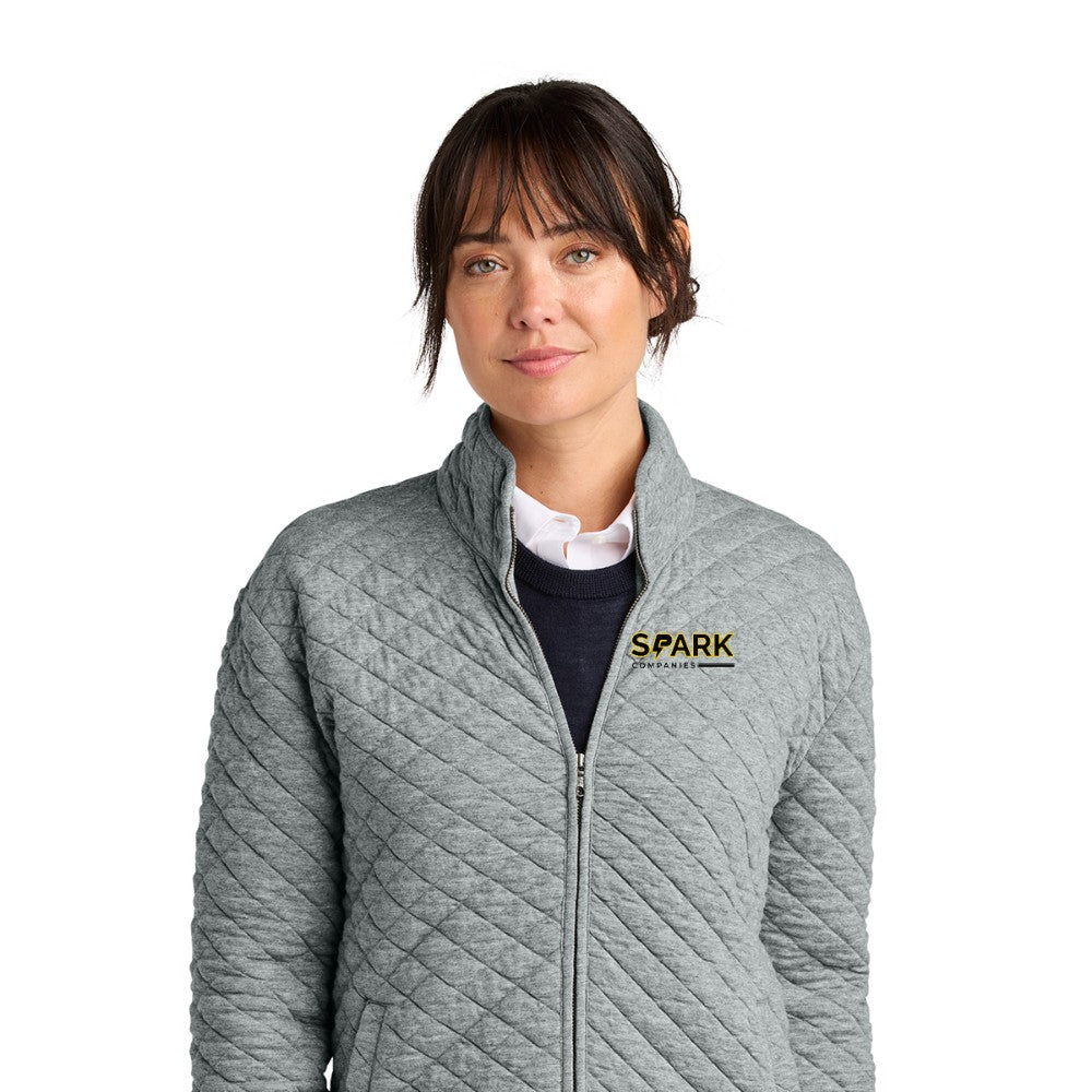 Spark Companies Brooks Brothers Women's Diamond Quilt Full-Zip - Light Shadow Grey Heather
