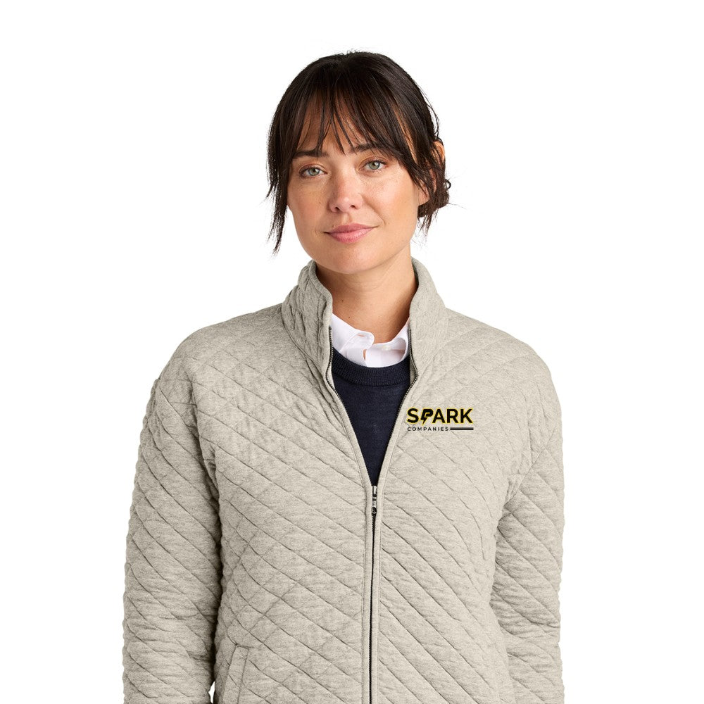 Spark Companies Brooks Brothers Women's Diamond Quilt Full-Zip - Oatmeal Heather
