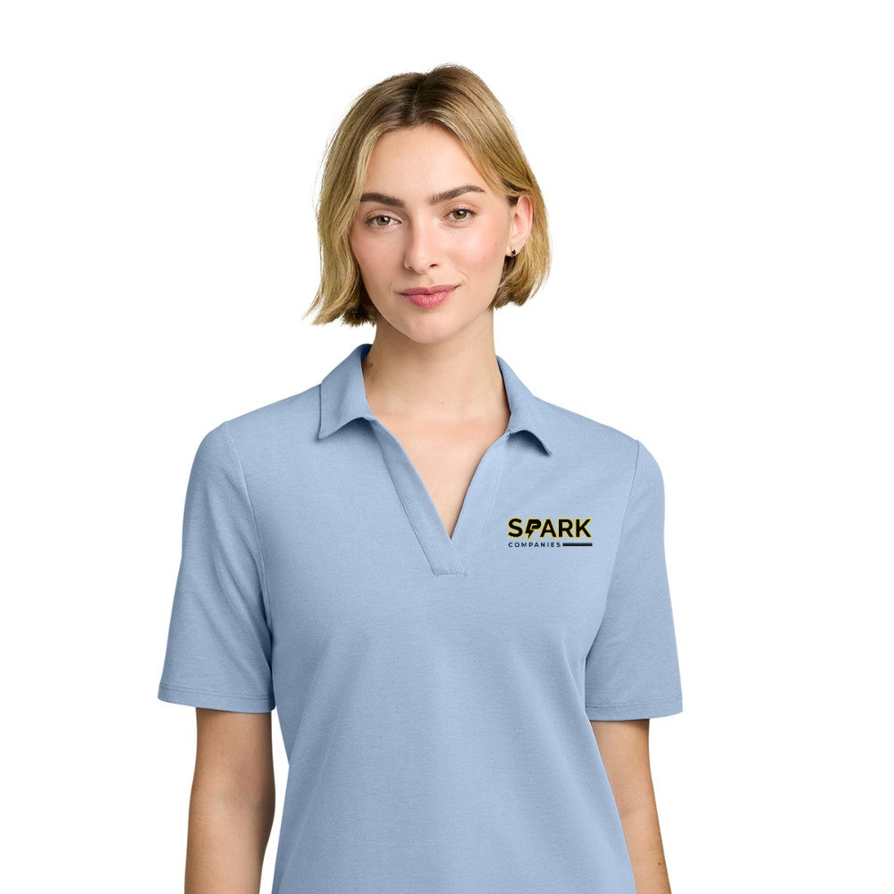 Spark Companies Brooks Brothers Women's Pinpoint Pique Polo - Newport Blue End On End