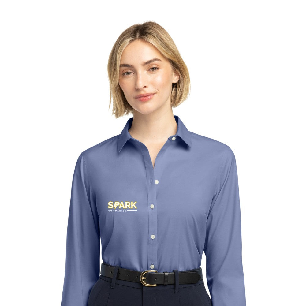 Spark Companies Brooks Brothers Women's Wrinkle-Free Stretch Pinpoint Shirt - Cobalt Blue