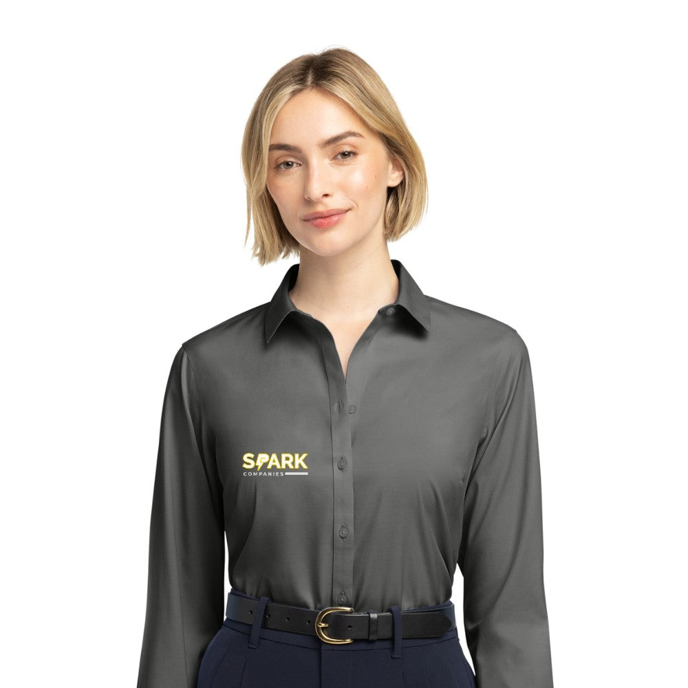 Spark Companies Brooks Brothers Women's Wrinkle-Free Stretch Pinpoint Shirt - Deep Black
