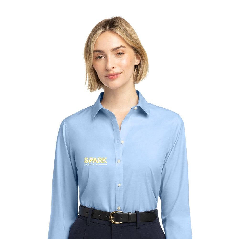 Spark Companies Brooks Brothers Women's Wrinkle-Free Stretch Pinpoint Shirt - Newport Blue
