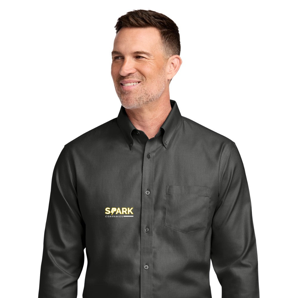 Spark Companies Brooks Brothers Wrinkle-Free Stretch Nailhead Shirt - Deep Black