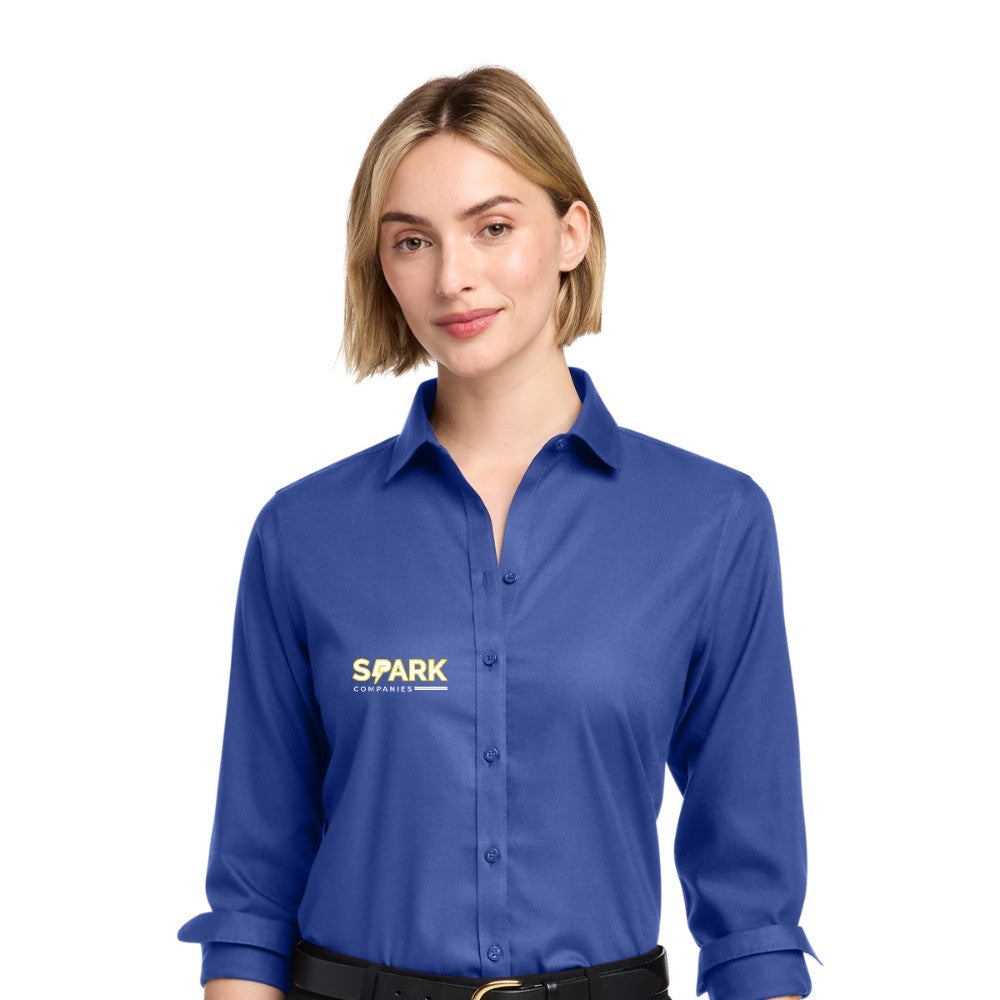 Spark Companies Brooks Brothers Women's Wrinkle-Free Stretch Nailhead Shirt - Cobalt Blue
