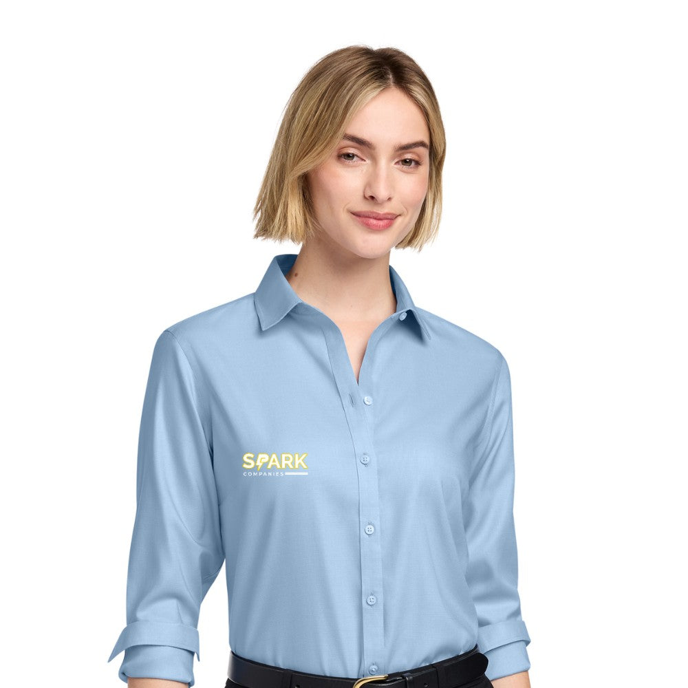 Spark Companies Brooks Brothers Women's Wrinkle-Free Stretch Nailhead Shirt - Newport Blue