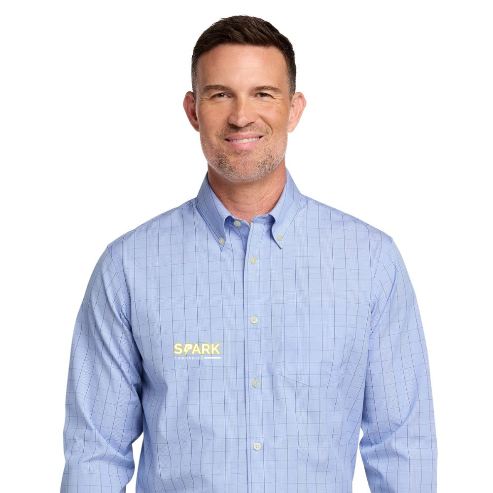 Spark Companies Brooks Brothers Wrinkle-Free Stretch Patterned Shirt - Newport Blue