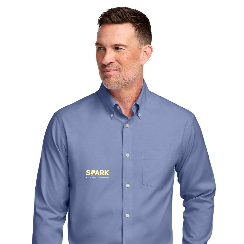 Spark Companies Brooks Brothers Tall Wrinkle-Free Stretch Pinpoint Shirt - Cobalt Blue