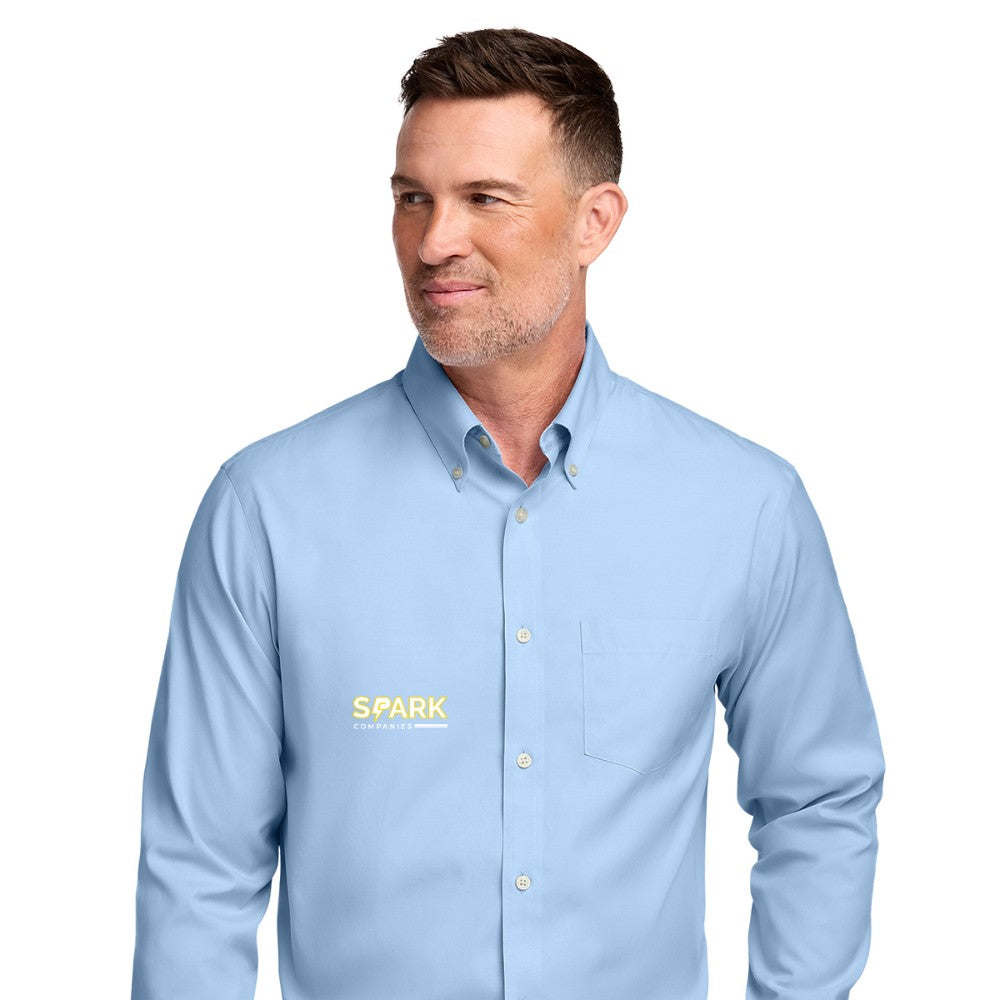 Spark Companies Brooks Brothers Tall Wrinkle-Free Stretch Pinpoint Shirt - Newport Blue
