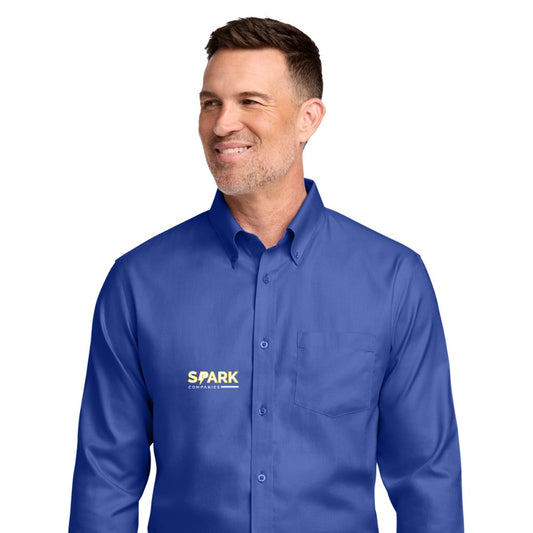Spark Companies Brooks Brothers Tall Wrinkle-Free Stretch Nailhead Shirt - Cobalt Blue